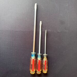 Vtg‎ Craftsman USA Screwdriver Set Lot 3 Flathead Slotted Acetate Handle